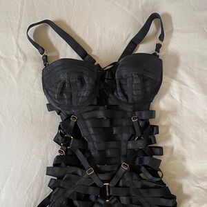 Bordelle Black Strappy Bandage Bodysuit